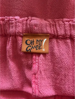 Oh My Gauze Casual Pants Size S/M Pink Cotton Elastic Waist Boho Lagenlook NWT thumbnail 4