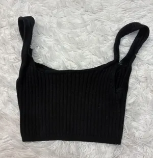 Wilfred Black Ribbed Knit Crop Tank Top - Women's thumbnail 1