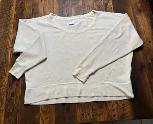 Aerie Offline XS Cream Waffle Weave Top with Thumbholes thumbnail 1