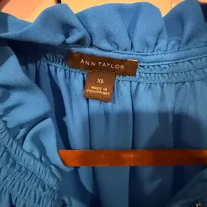 Ann Taylor Vibrant Blue Ruffled Blouse thumbnail 2