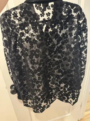 NWOT River Island Black Floral Button-Down Blouse size L thumbnail 6
