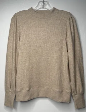 J.Crew Ribbed Crewneck Puff Long Sleeve Sweater Womens Size S‎ Brushed Tan New thumbnail 1