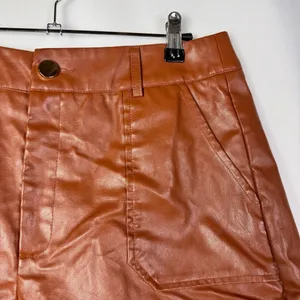 Shein Brown Cuff Hem High Rise Faux Leather Shorts‎ L thumbnail 3
