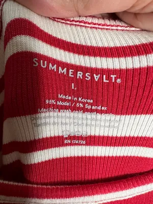 Summersalt Ribbed Square Neck Red Cream Striped Maxi‎ Dress thumbnail 5
