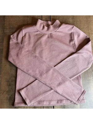 Aeropostale Seamless Mauve Waffle Knit Long Sleeve Crop Top - Medium thumbnail 2
