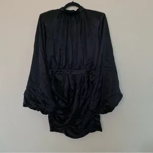 House of CB ‘Khristen’ Black‎ Satin Blouson Dress NWOT size XS thumbnail 5