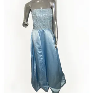 Sherri Hill Ice Blue Satin Prom Dress with Floral Embroidery & Pockets - Sz 10 thumbnail 2