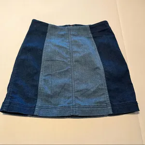 Free People Womens Size 8 Blue Two Toned Modern Femme Color Block Mini‎ Skirt thumbnail 3