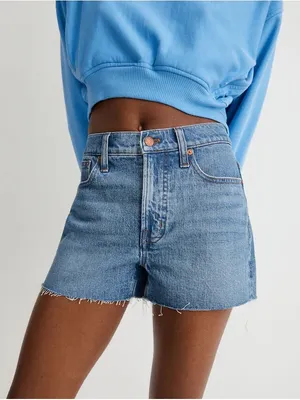 Madewell The Perfect Jean Short Size 33 High Rise Raw Hem Denim thumbnail 1