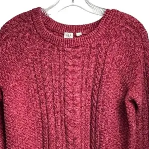 GAP Women's‎ Pink Cable Knit Pullover Sweater Size M Casual Fall thumbnail 5