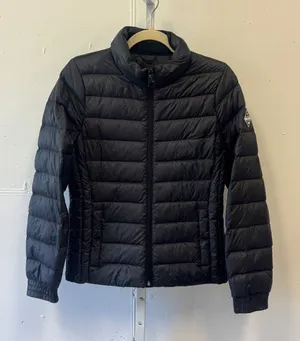Hollister Ultimate Down Puffer Jacket Womens Medium Black Quilted Full Zip Coat thumbnail 1