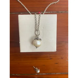 Pandora Retired Cultured Elegance Pearl Ring Earrings Necklace Set 925 thumbnail 4