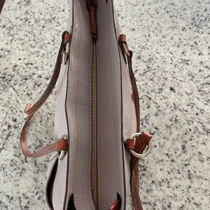 Dooney & Bourke Pebbled Leather Tote Light Pink Purple Brown‎ Trim Shoulder Bag thumbnail 5