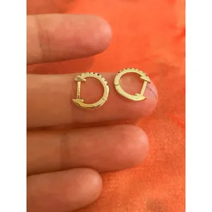 B257 tiny gold tone hoops 925 sterling silver Orange thumbnail 4