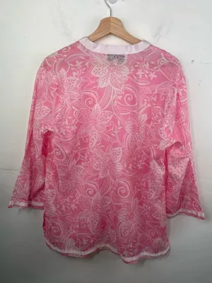 Jones New York Pink & White Floral Split-Neck Tunic thumbnail 10