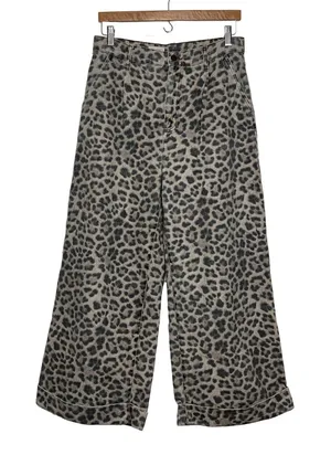 Pilcro Leopard Animal Print Wide Leg Pants Size 28 Petite High-Rise Cuffed Hem thumbnail 1