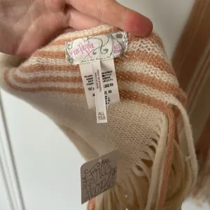 NWT Free People Striped Tan and Pink Scarf thumbnail 4