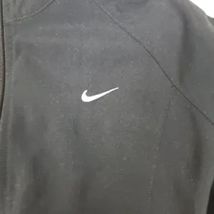 Vintage Nike Black W/Red White Embroidered Swoosh Check Zip Jacket Women's Small thumbnail 4