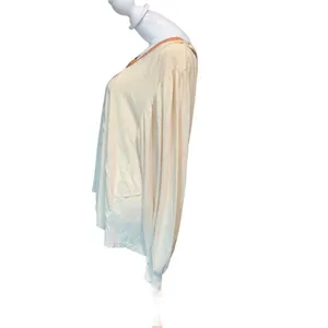 POL women's oversized small blouse, cream and brown thumbnail 3
