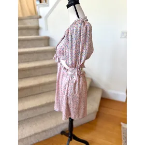 For Love & Lemons Phoebe Pink Floral Puff Sleeve Milk Maid Mini Dress Fairy thumbnail 4