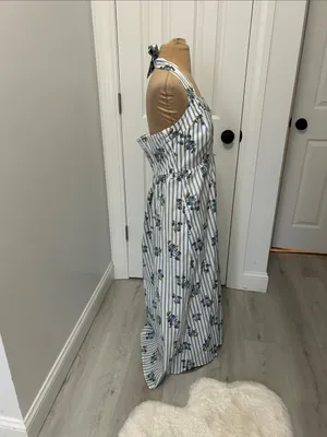 Laura Ashley Striped Floral Halter Midi/Maxi Dress thumbnail 5