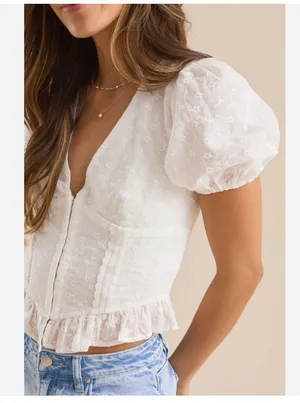 Altar'd State White Ellerie Embroidered Corset Top NWT thumbnail 1
