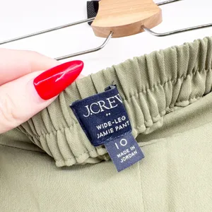 J.Crew Womens Olive Green Wide-Leg Jamie Pant Career Minimalist Trousers Size 10 thumbnail 5