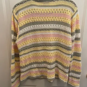 Basic Editions Vintage Striped Pointelle Knit Sweater Pastel XL USA‎ Cottagecore thumbnail 5