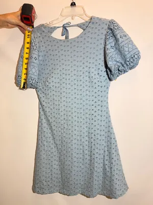 Free People Apricot Rose Sky Blue Puff Sleeve Ruffle Mini Dress Size S thumbnail 9