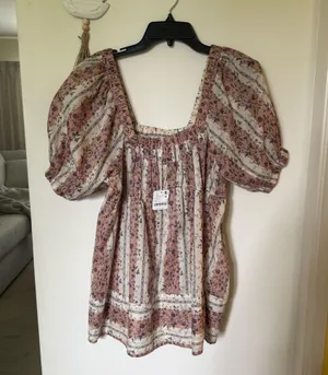 Free People Women's Vintage Lover Floral Print Short Sleeve Blouse thumbnail 1