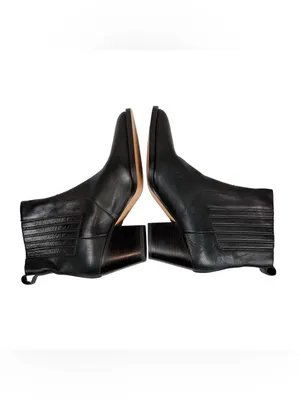 J. Crew Black Leather Point‎ Toe Heeled Chelsea Western Ankle Boots Size 8 thumbnail 7