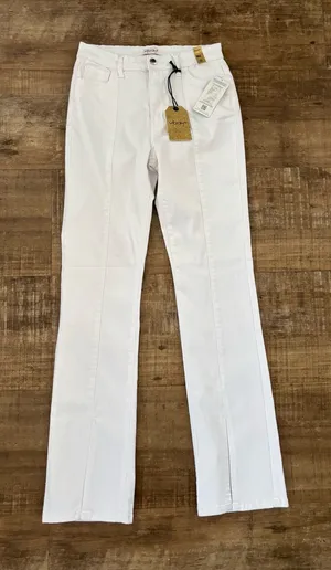 NWT Vibrant Miu White Splat front slit hem denim size 9 (28" waist x 32") thumbnail 1