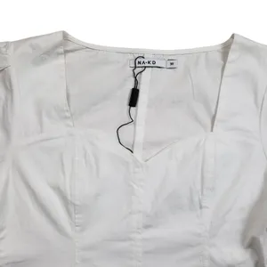 NAKD Puffy Shoulder Corset Top Womens Medium 38 White Side Zip Boho thumbnail 7