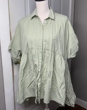 Free People sage green oversized tunic swing‎ dress size small spring summer thumbnail 1