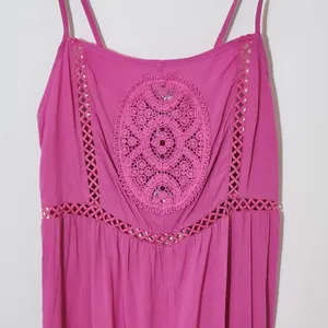 RusstyDussty Boho Pink Wide Leg Jumpsuit NWT Size XL Pink Crochet Jumpsuit thumbnail 4