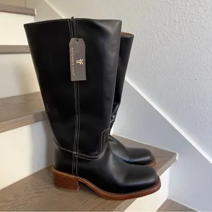 NWOB FRYE Anthropologie Frye Campus 14L Wide Calf Boots in Black Gatsby Leather thumbnail 4