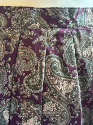 LOMBARDI INC Purple Cream Green Pleated Paisley Pockets Maxi Skirt Sz 14 thumbnail 6