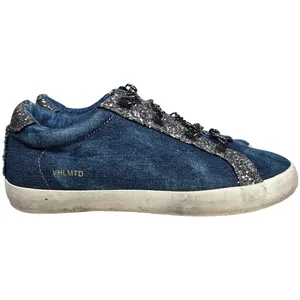 Vintage Havana Denim Glitter Chain Embellished‎ Low Top Sneakers Shoes Womens 10 thumbnail 3