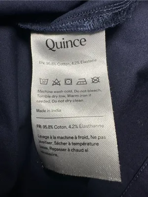 Quince Stretch Cotton Poplin Pleated Midi Shirt Dress Deep Navy Womens Size S thumbnail 9