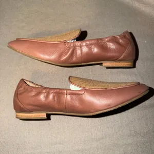 NYDJ Douglas Rose Gold Leather Woven Vamp Loafers Pointed Toe Flats Womens 7.5M‎ thumbnail 2