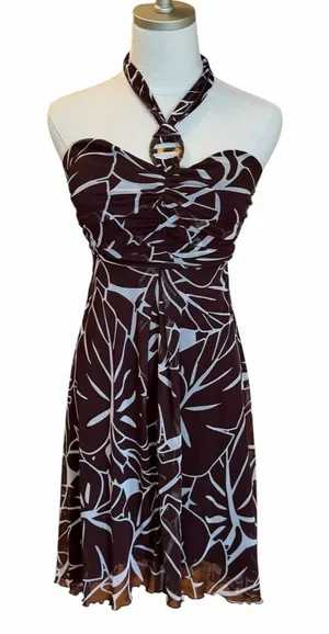Vintage City Triangles Y2K Tropical Halter Dress Sz S Boho Fairy Grunge Babydoll thumbnail 1