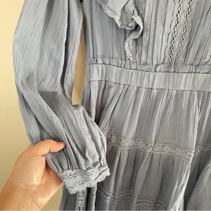 JUST ME BOUTIQUE NWT Western Boho LS‎ Ruffle Apron Cotton Mini Dress, Medium thumbnail 5