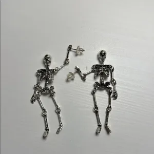 Nordstrom Exaggerated Skeleton Skull Drop Dangle Earrings Unique Jointed Skeleton Earring thumbnail 5