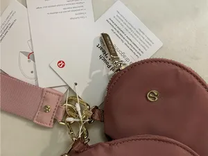Lululemon Dual Pouch Wristlet Bag Heart Shaped Spice Chai Pink Haze Gold NWT thumbnail 8