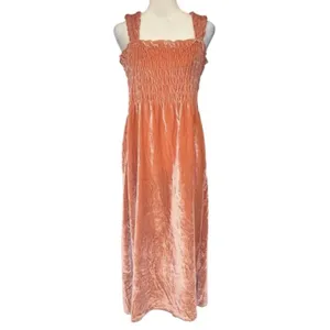 Free People $168 NWT Camille Velvet Midi Dress Pink Oversized XS thumbnail 6