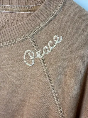 American Eagle Outfitters Tan Crewneck Sweatshirt with Script Accent thumbnail 4