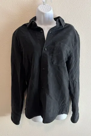 DU/ER Moleskin Black Button-down‎ Shirt Women’s Small Petite Flannel No Sweat thumbnail 1