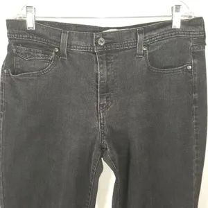Levi's 505 Straight Leg Jeans Women's Size 12M Soft Black Stretch Denim Mid-rise thumbnail 16