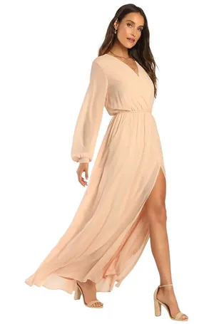 Lulus Wondrous Water Lilies Blush Pink Maxi Dress size Large NWT thumbnail 1