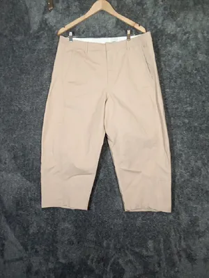 Maeve Light Beige Trousers Cotton Blend Cropped Barrel Leg Vacation Womens 14 thumbnail 4